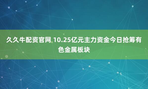 久久牛配资官网 10.25亿元主力资金今日抢筹有色金属板块